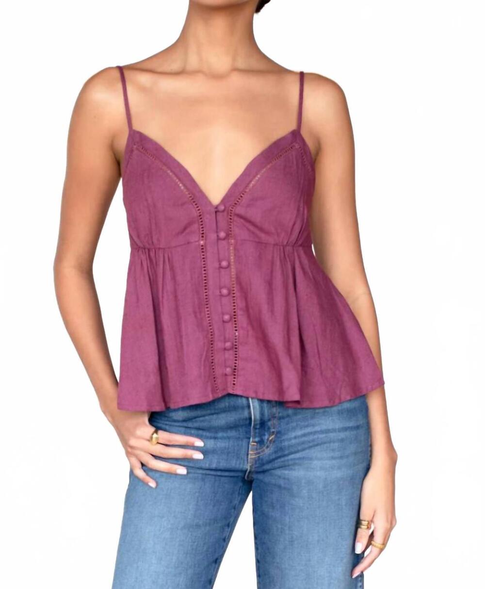 NEW EMERSON FRY ladder trim top in crushed berry linen